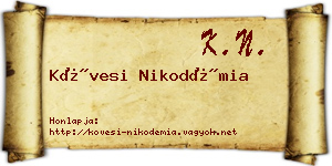 Kövesi Nikodémia névjegykártya